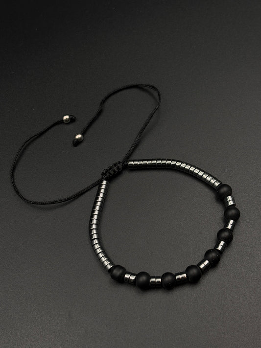 Black metallic beaded bracelet