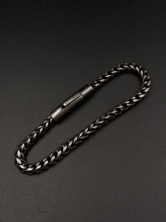 Wheat Chain Bracelet Gunmetal S.Steel (Press Lock)