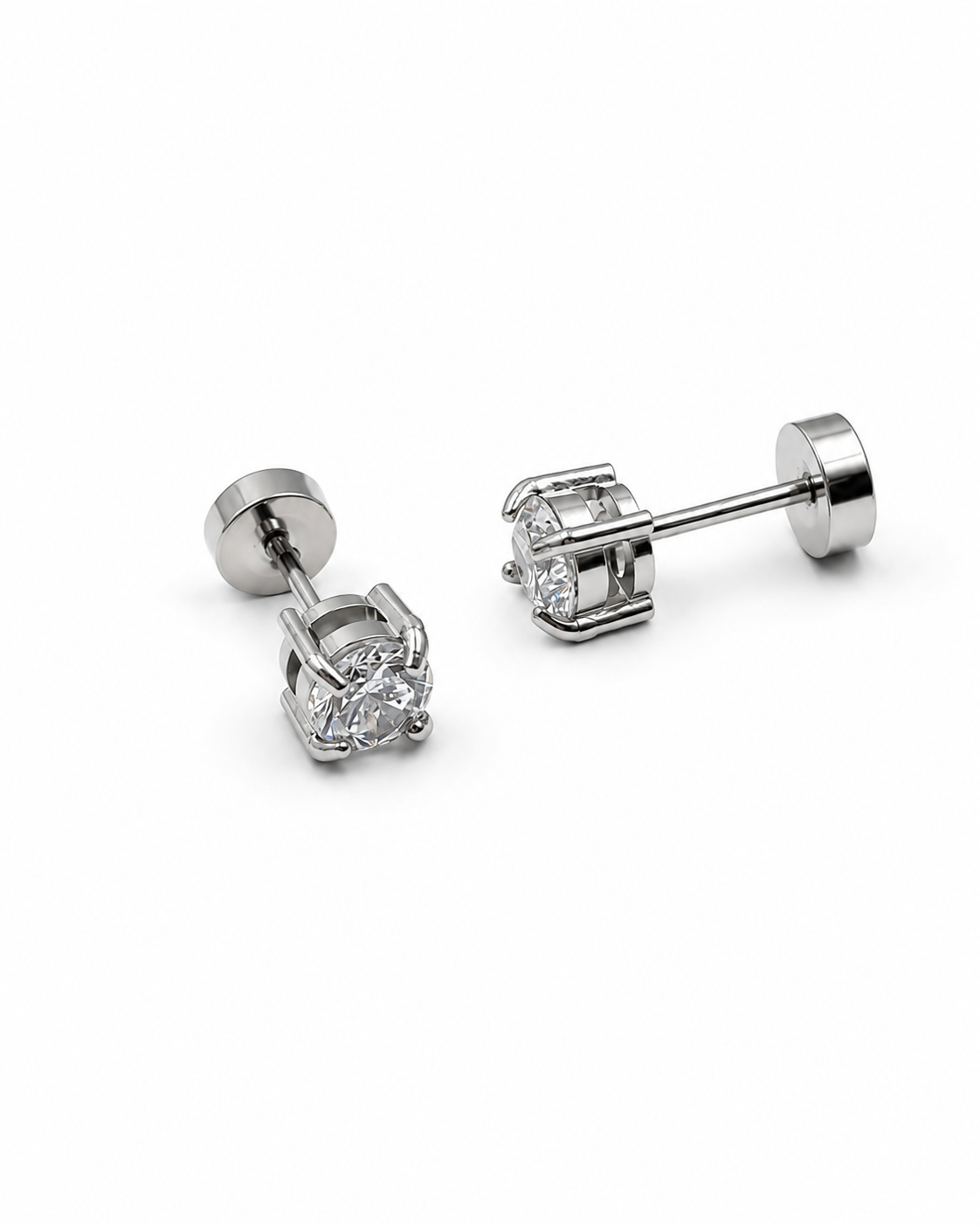 Crystal Solitaire Studs (Silver)