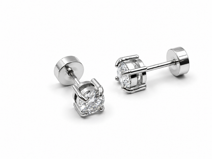 Crystal Solitaire Studs (Silver)