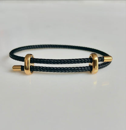Cord Bracelet - Gold Black