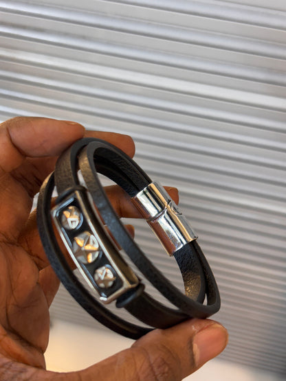 3 Star Leather Bracelet