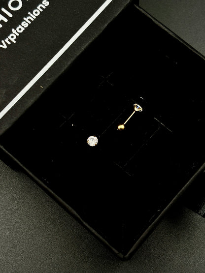 Classic Round Solitaire Studs - 3 mm Size - Round Back Screw - Gold