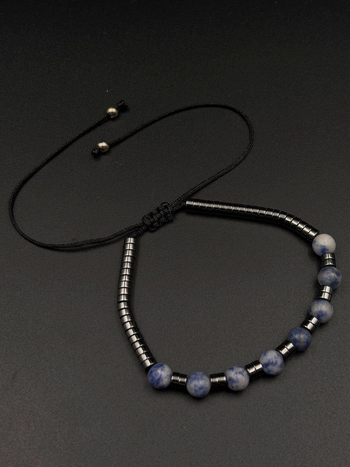 Shades of Beads Blue & Grey Bracelet (Adjustable)