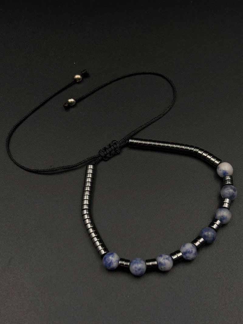 Shades of Beads Blue & Grey Bracelet (Adjustable)