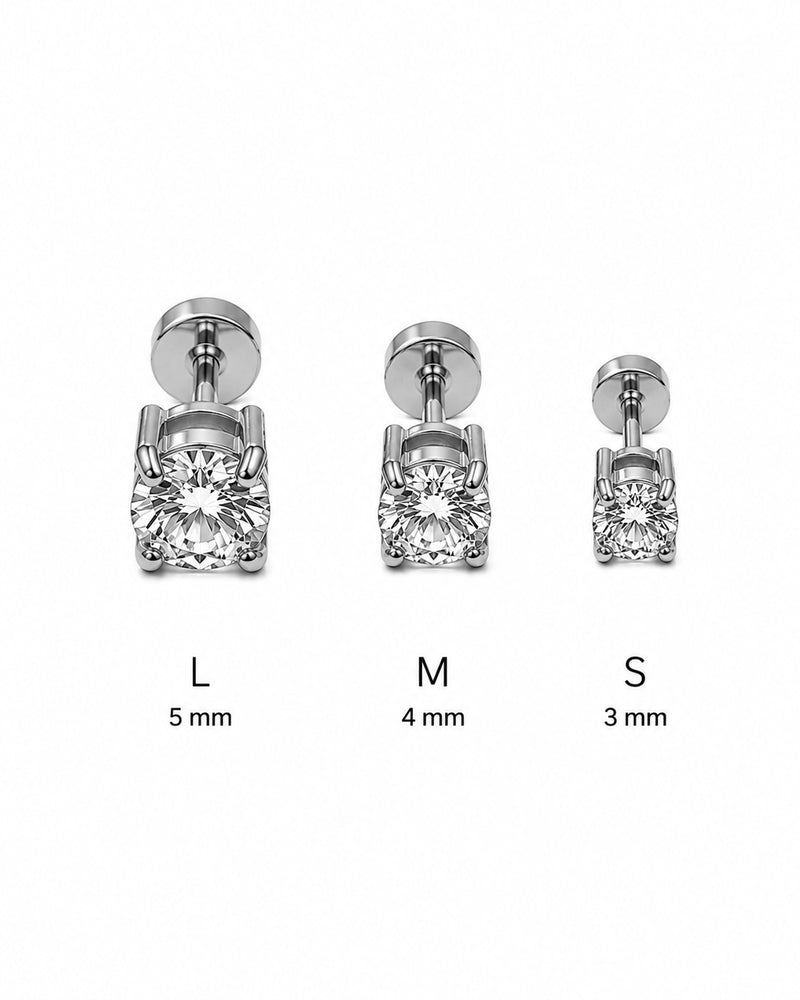 Crystal Solitaire Studs (Silver)