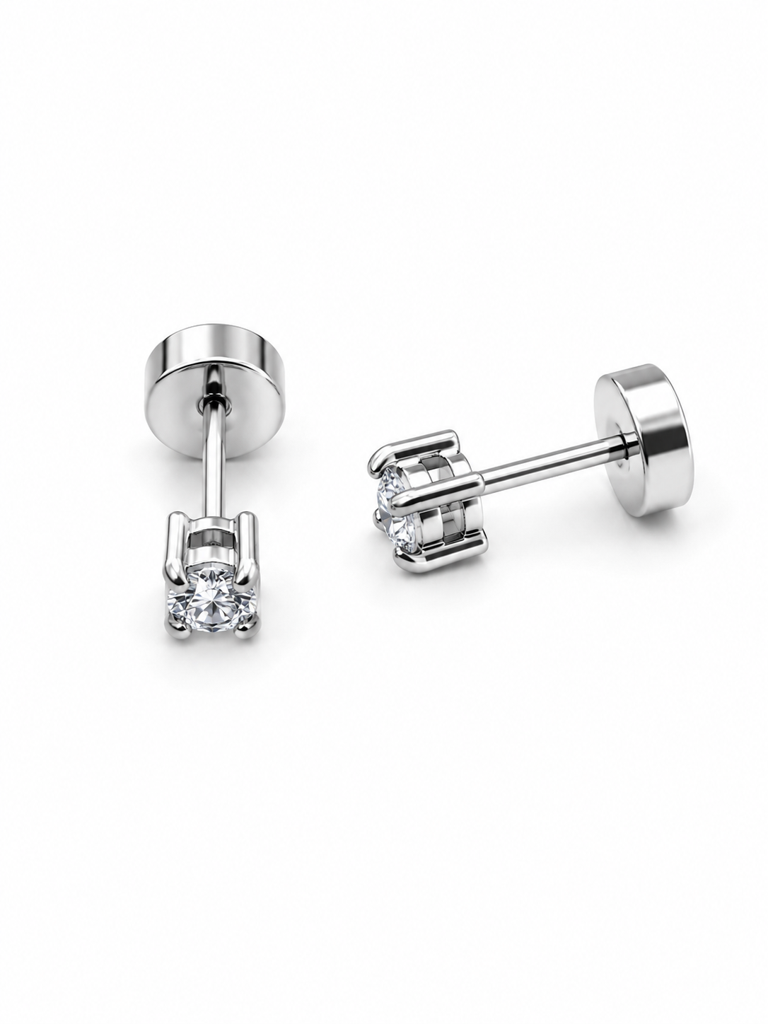 Crystal Solitaire Studs (Silver)