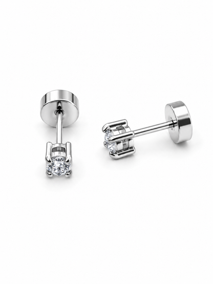 Crystal Solitaire Studs (Silver)