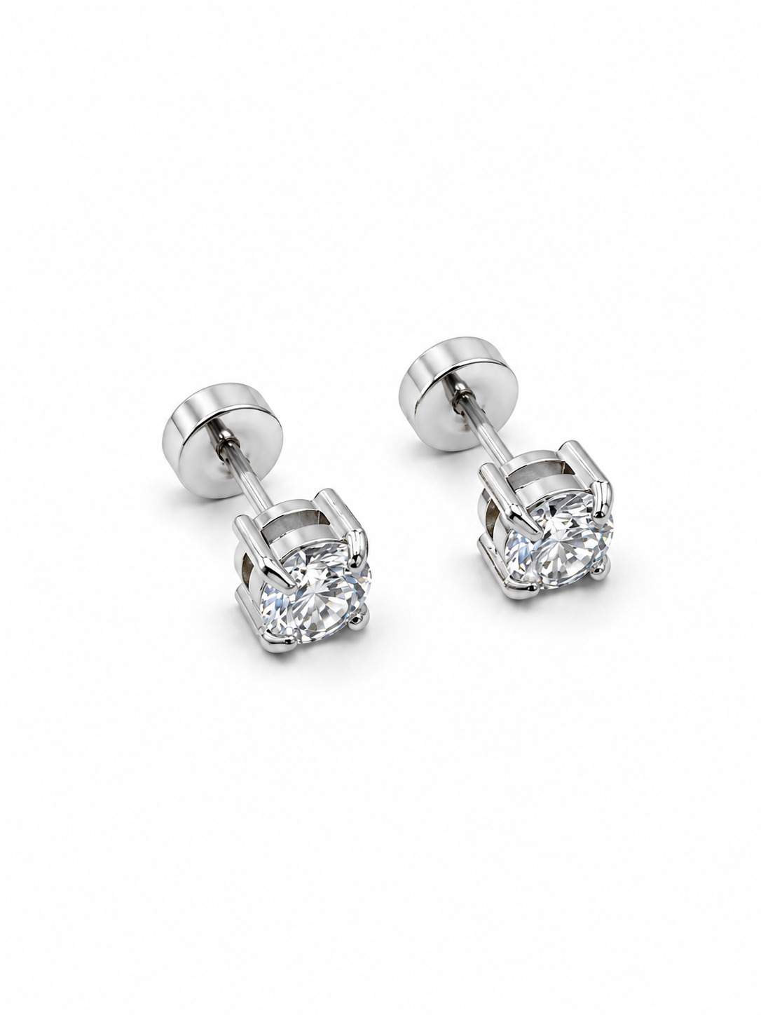 Crystal Solitaire Studs (Silver)