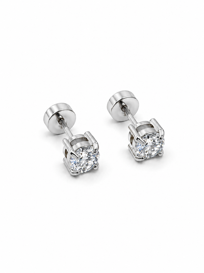 Crystal Solitaire Studs (Silver)