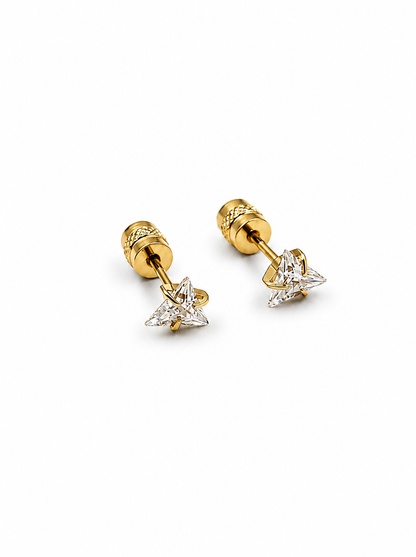 Triangle Studs - 5 mm Double Side Diamond