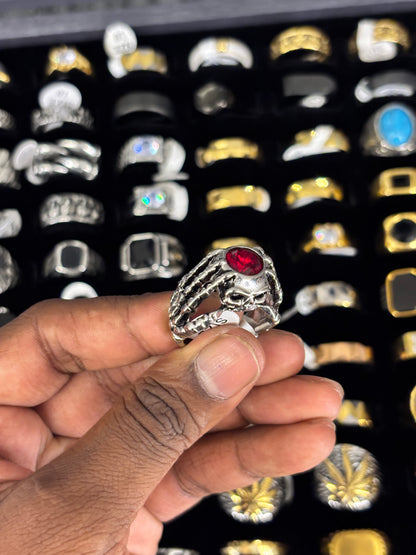 Skull Crusher - Red Stone Ring
