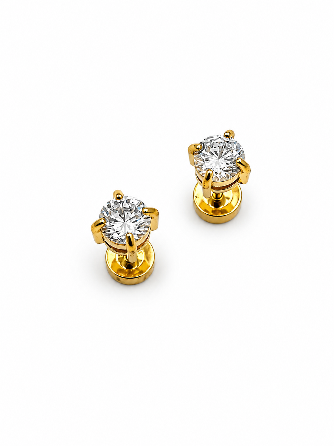 Crystal - Solitaire Studs (Gold)