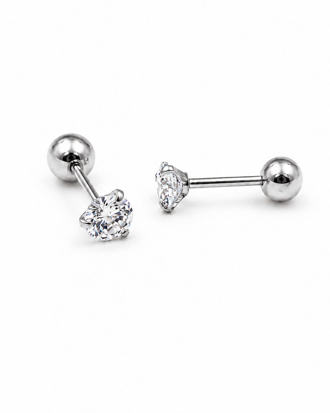 3 mm silver classic solitaire studs