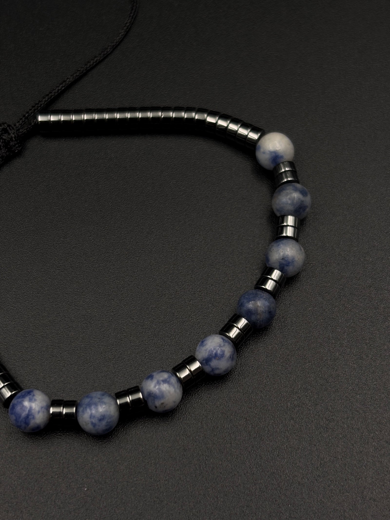 Shades of Beads Blue & Grey Bracelet (Adjustable)
