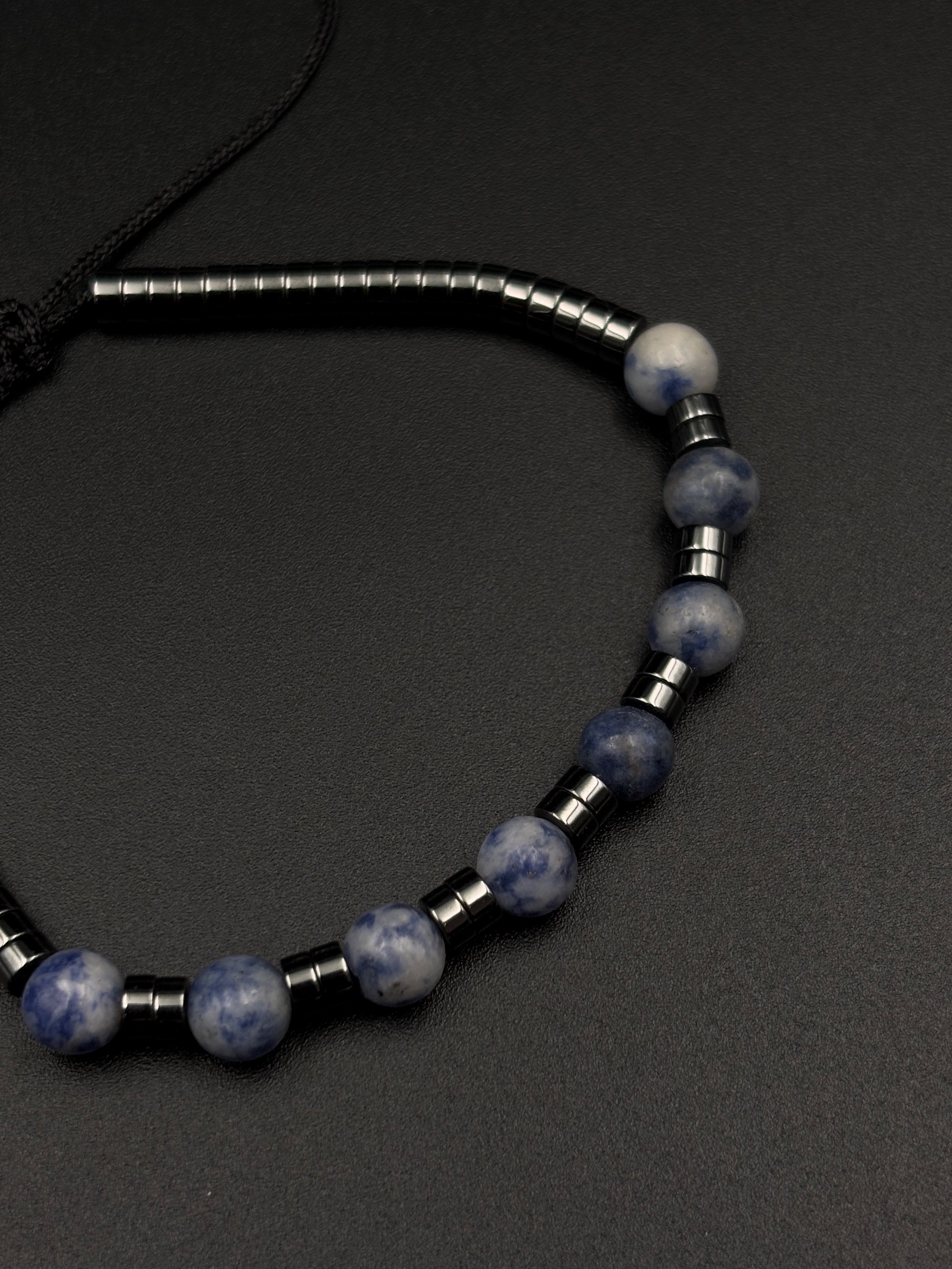 Shades of Beads Blue & Grey Bracelet (Adjustable)