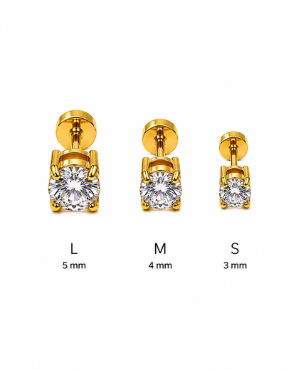 Crystal - Solitaire Studs (Gold)