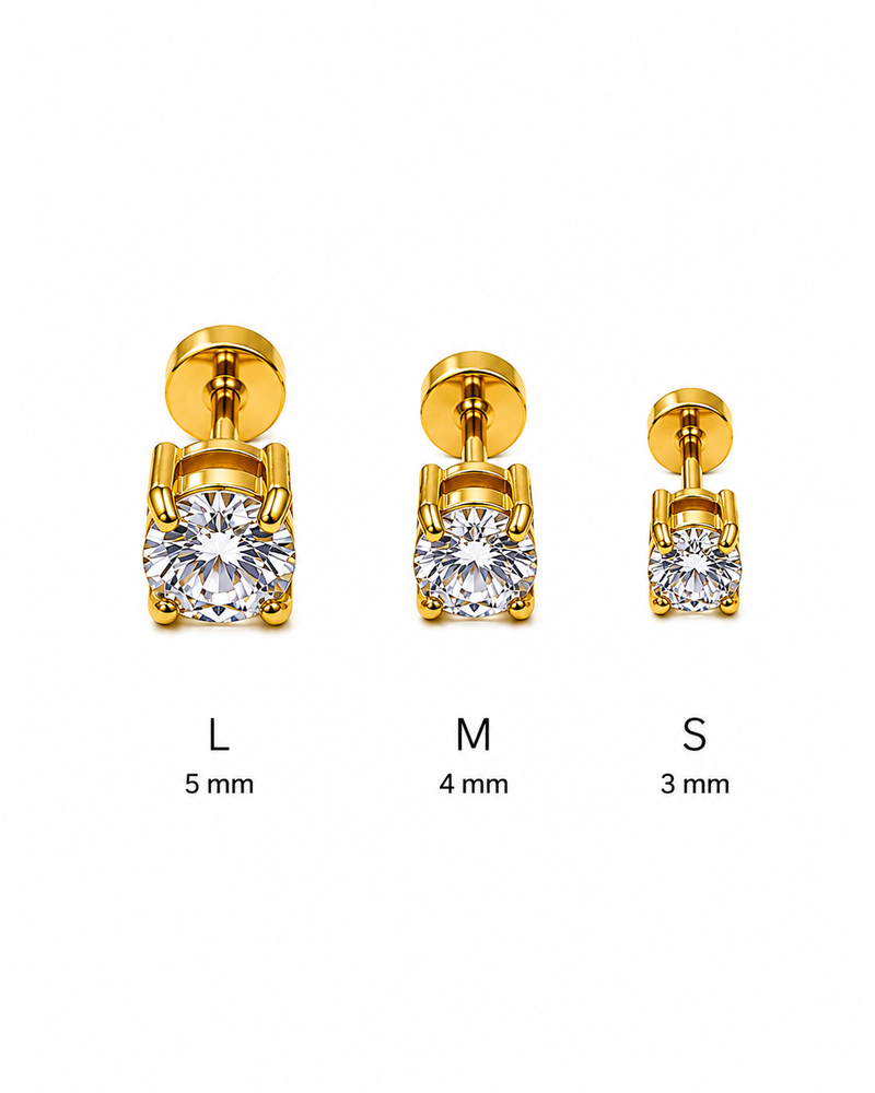 Crystal - Solitaire Studs (Gold)