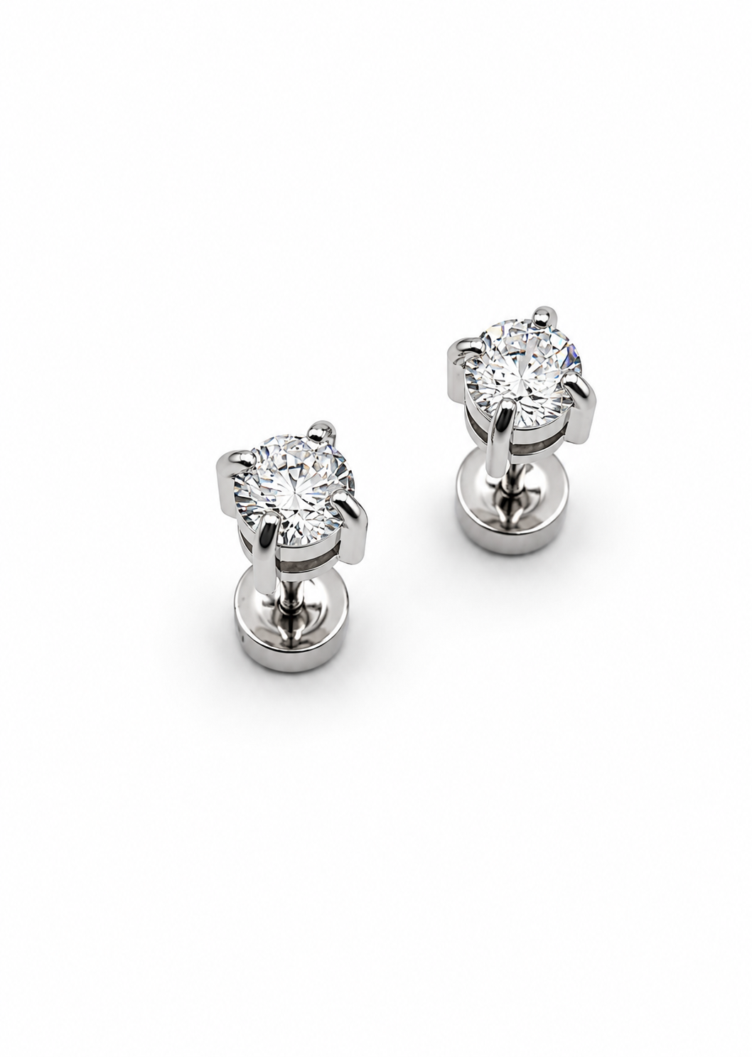 Crystal Solitaire Studs (Silver)