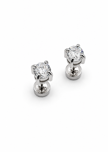 Crystal Solitaire Studs (Silver)