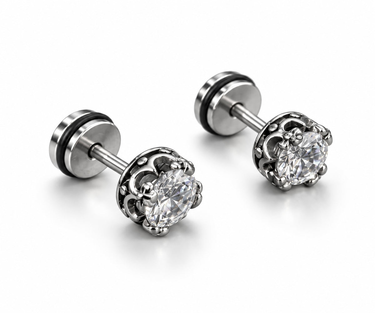 Side Crown Solitaire Studs