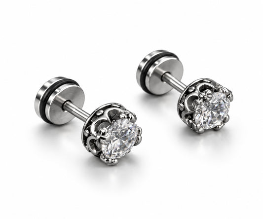 Side Crown Solitaire Studs