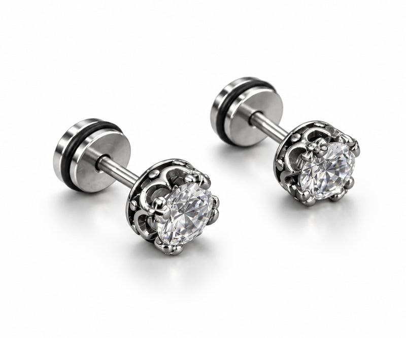 Side Crown Solitaire Studs