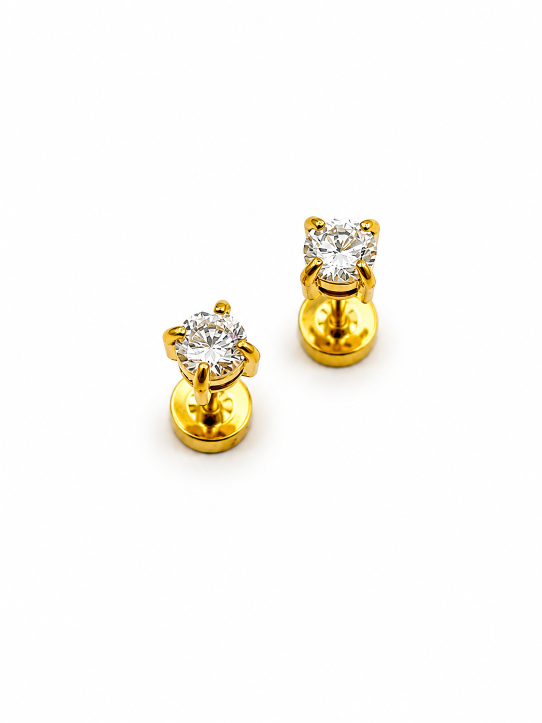 Crystal - Solitaire Studs (Gold)