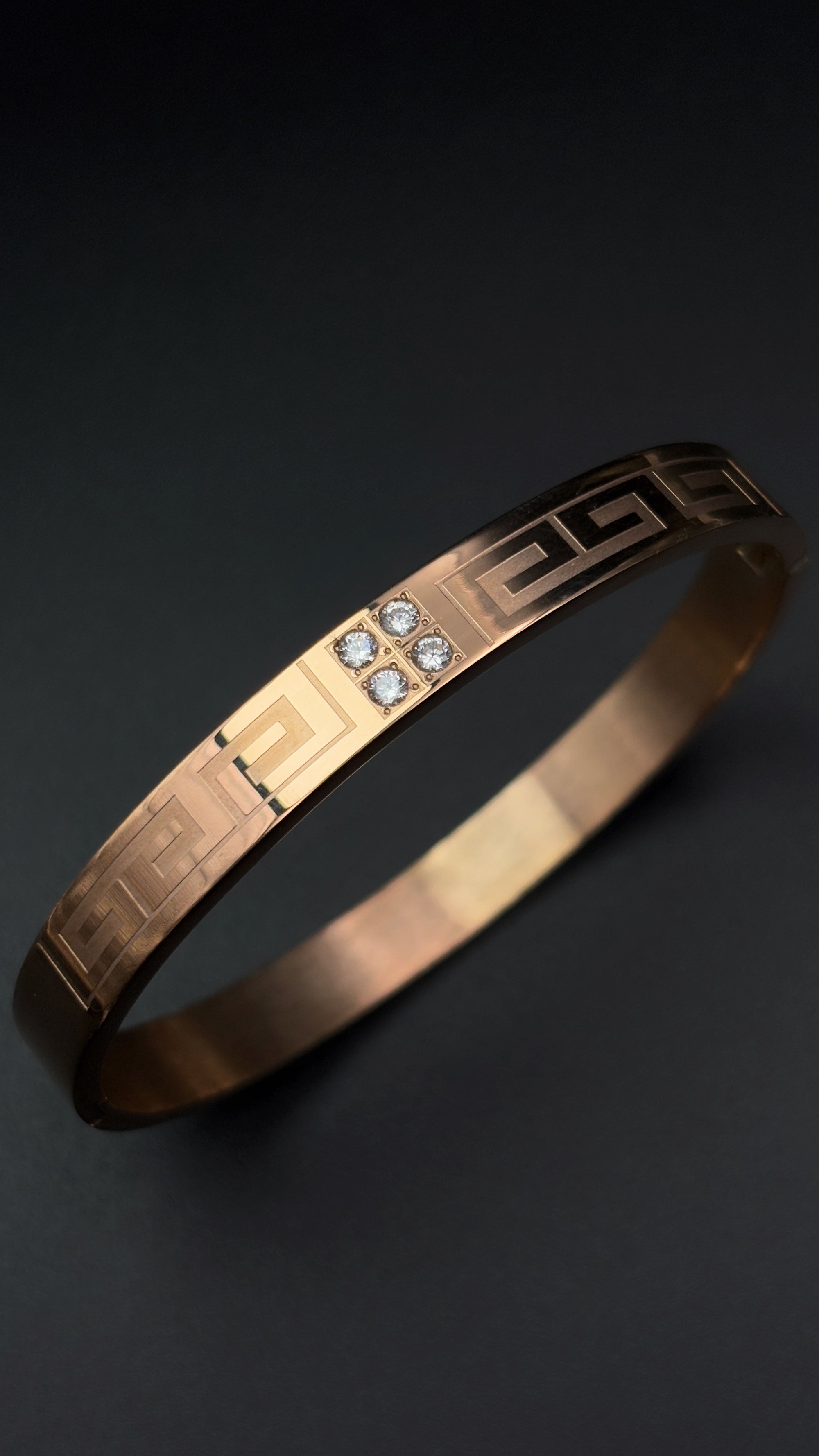 Greeky Diamond Studded Rosegold Kada for Men