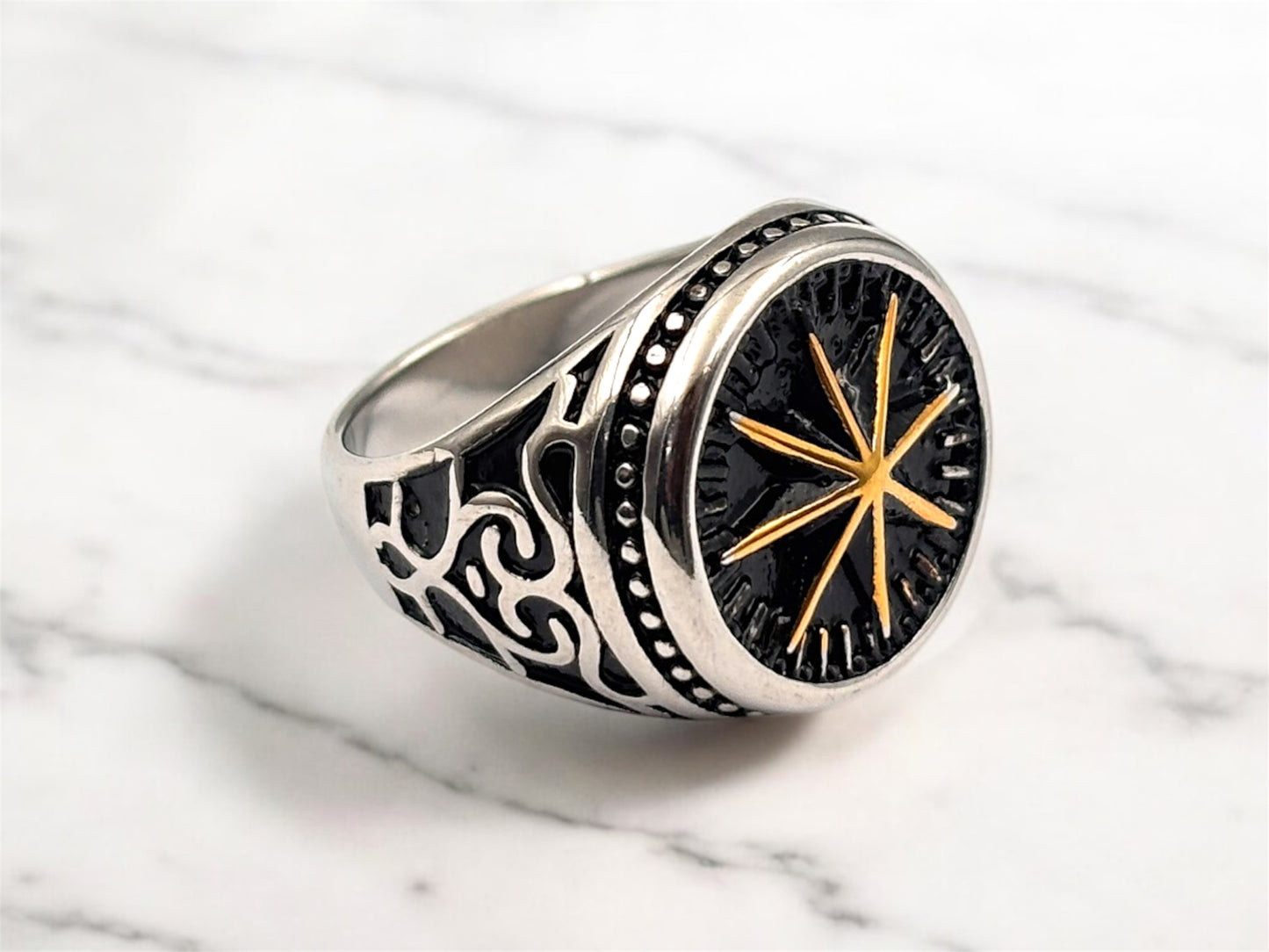 Retro Compass Ring