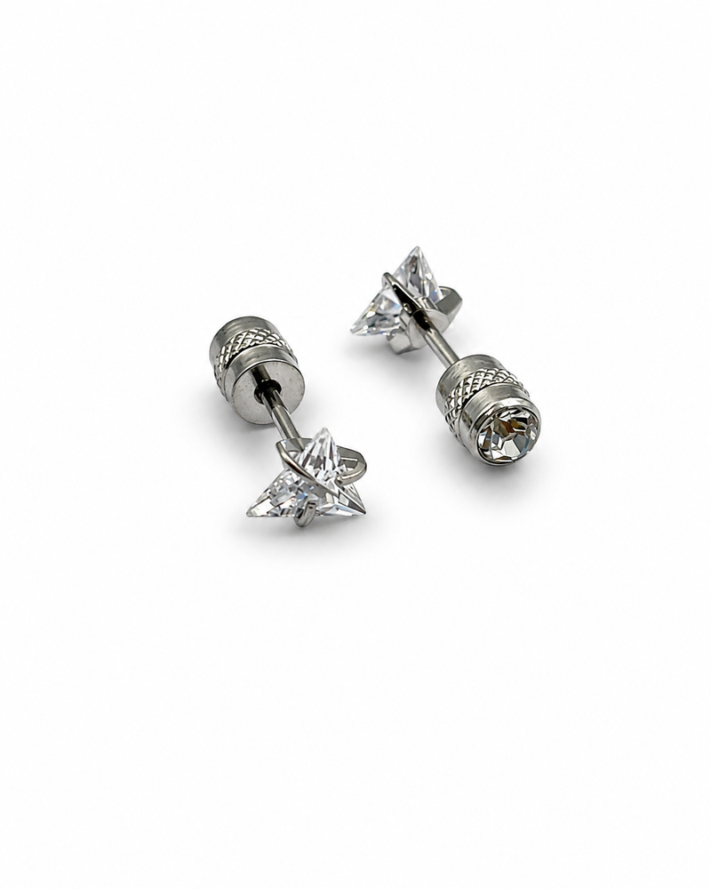 Triangle Studs - 5 mm Double Side Diamond