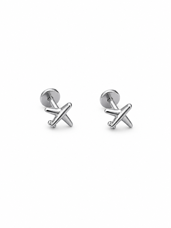 Airplane Solid Silver Studs - 5mm