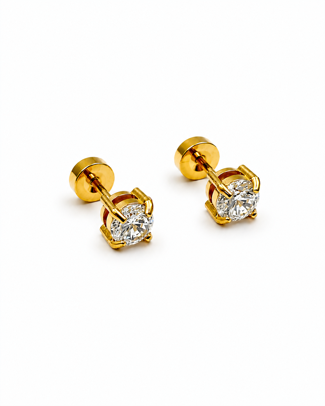 Crystal - Solitaire Studs (Gold)