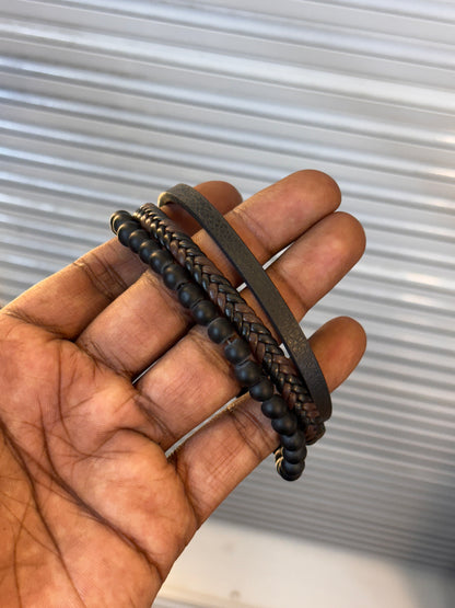 3 Layer beads Fusion Leather Bracelet