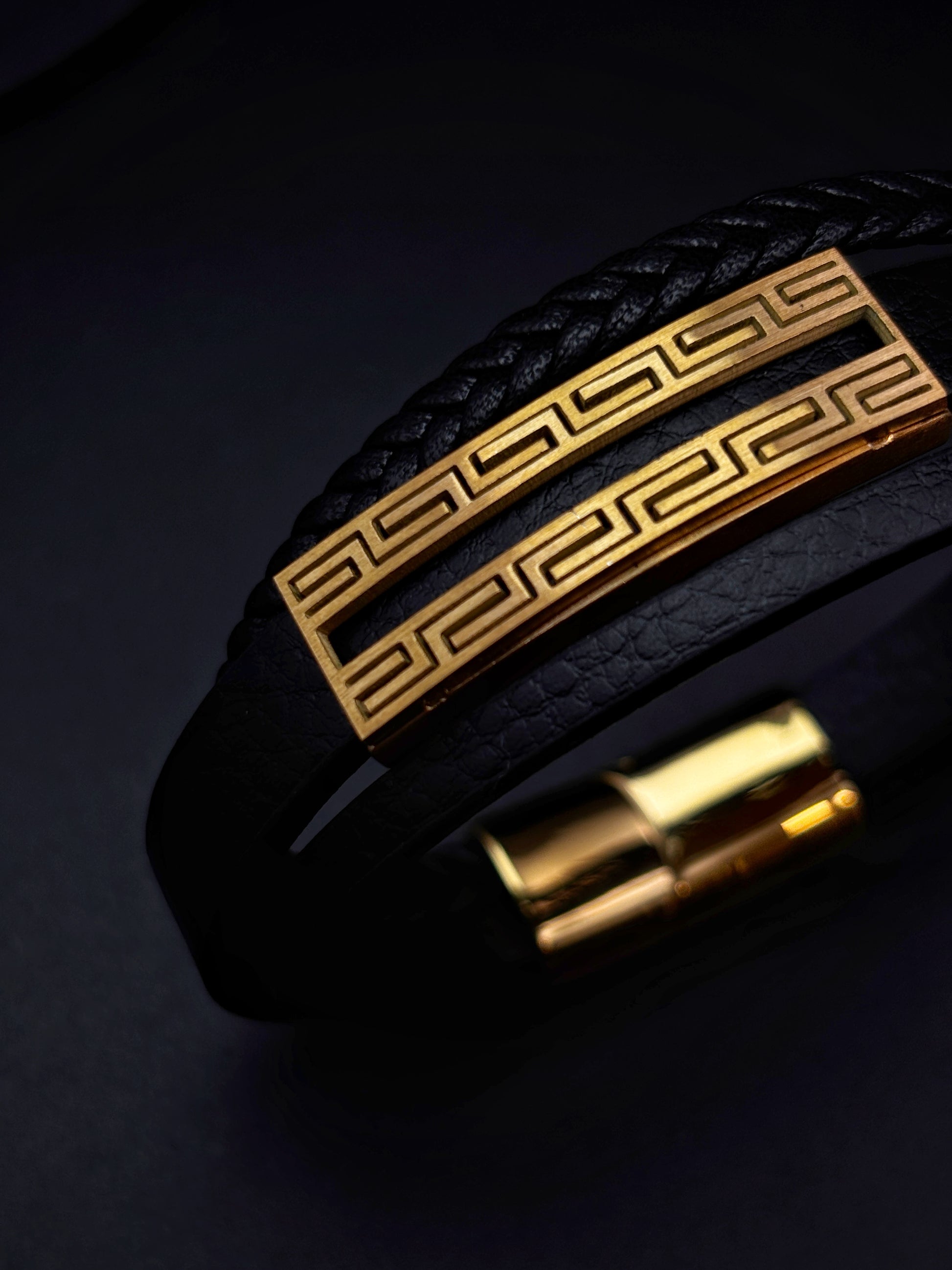 Greeky Leather gold bracelet - Vrp Fashions 