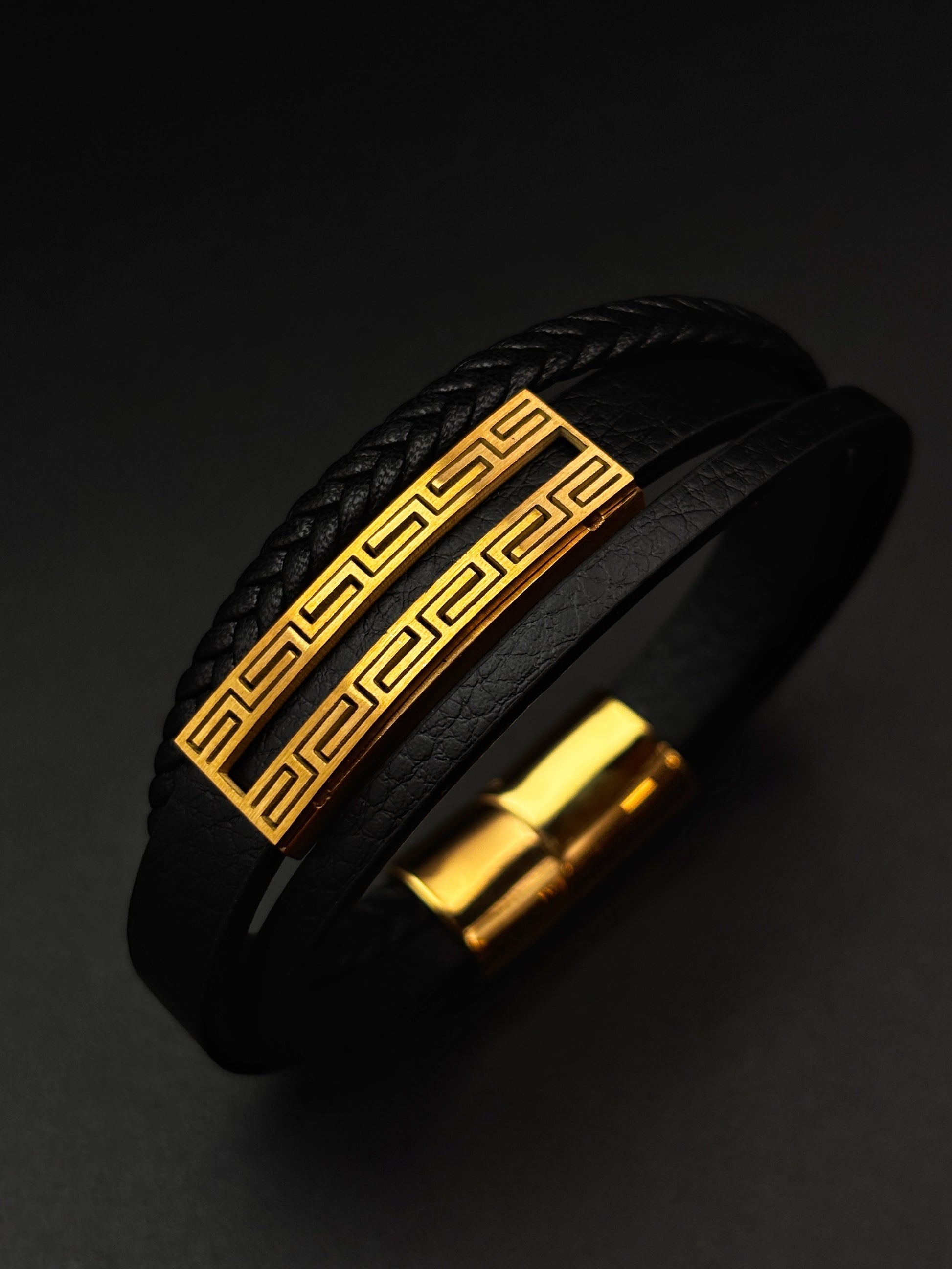 Greeky Leather gold bracelet - Vrp Fashions 