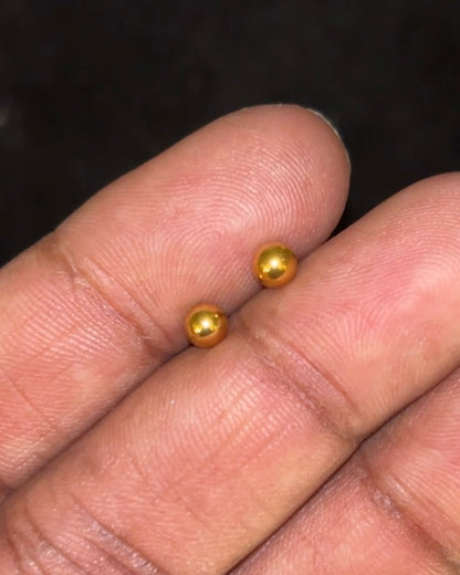 5 mm Round Gold Solitaire Studs Back Screw