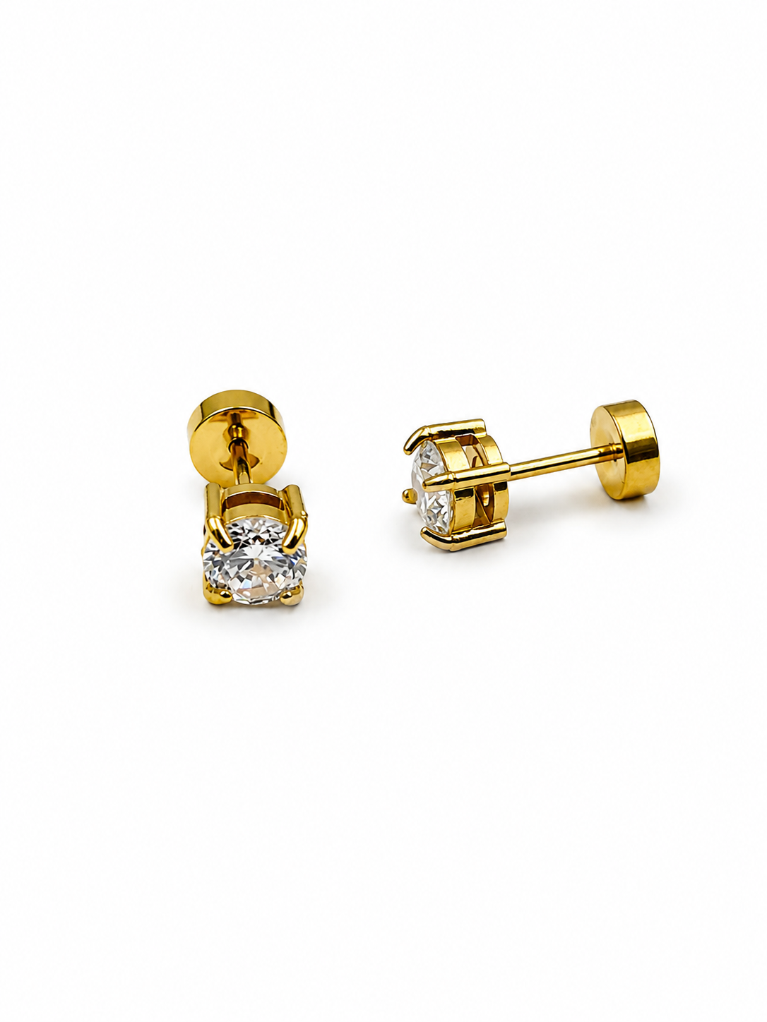 Crystal - Solitaire Studs (Gold)