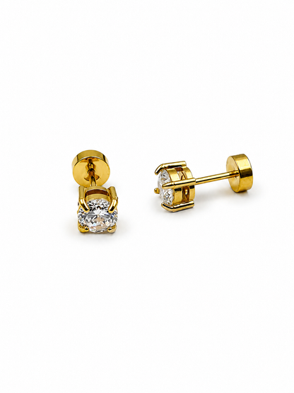 Crystal - Solitaire Studs (Gold)