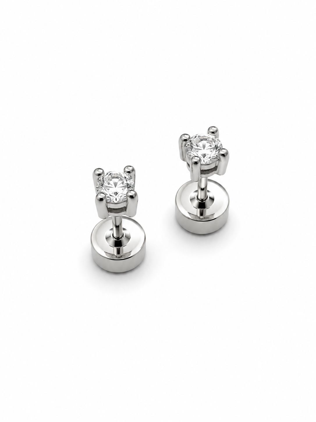 Crystal Solitaire Studs (Silver)