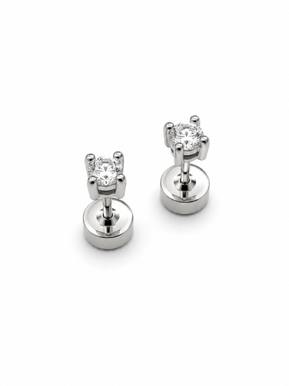 Crystal Solitaire Studs (Silver)