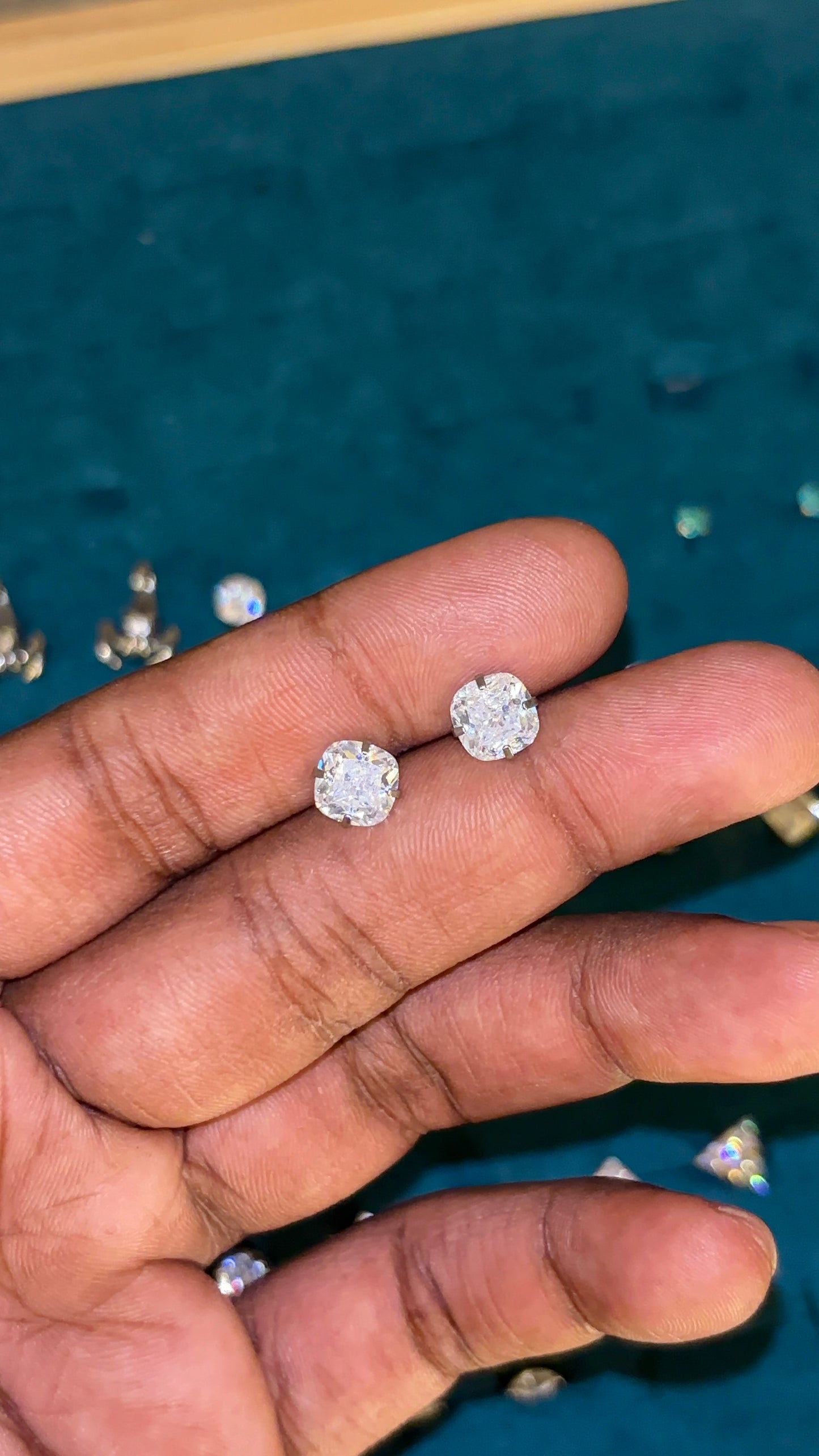 Uncut Diamond Solitaire Studs