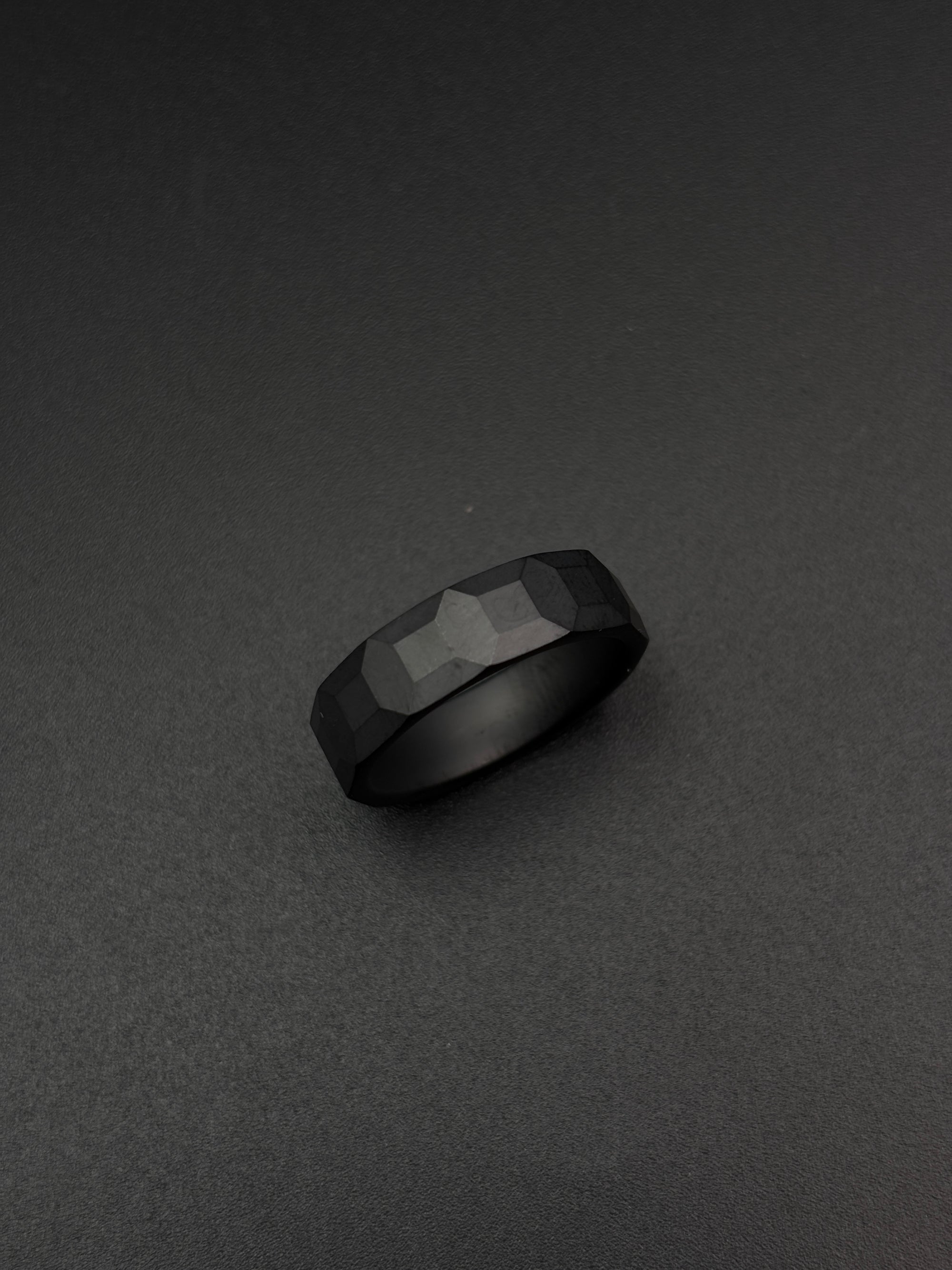 Mosaic Matt Finish Black Ceramic Ring