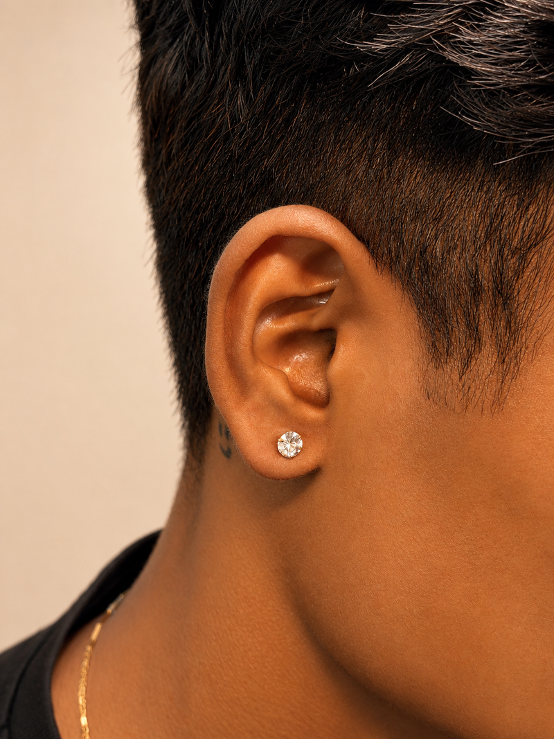 Classic - Solitaire Studs (5mm Gold) Ball Back