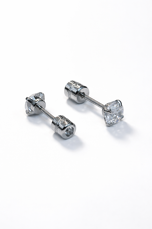 5 mm Silver Solitaire Studs