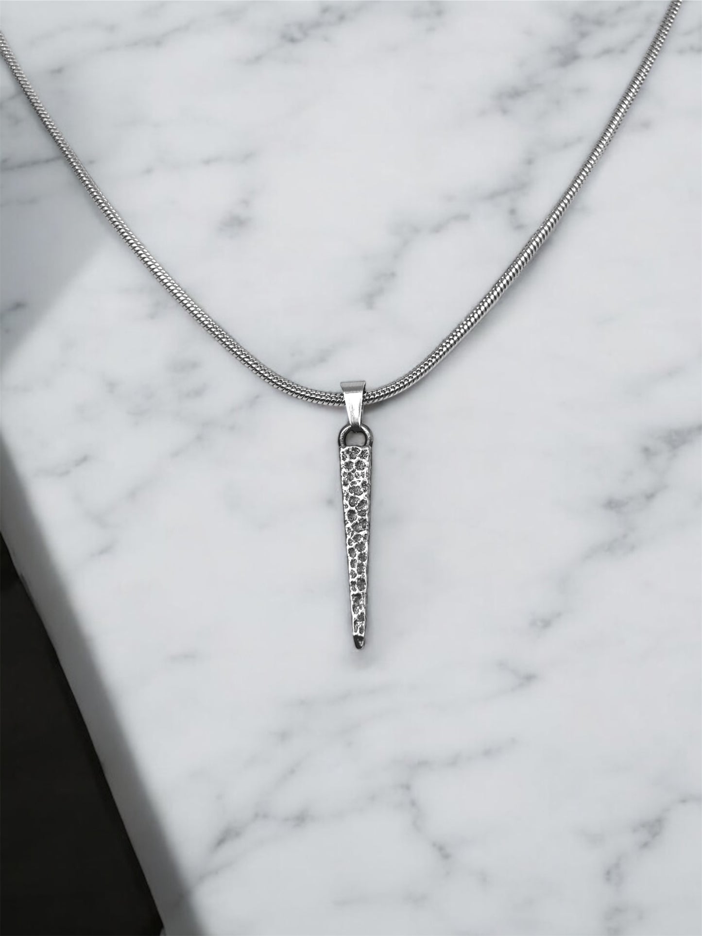 Hammered Spike Pendant  Necklace