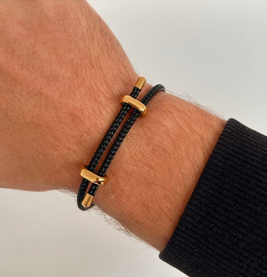 Cord Bracelet - Gold Black