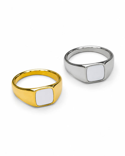 Square Pearl Signet Ring