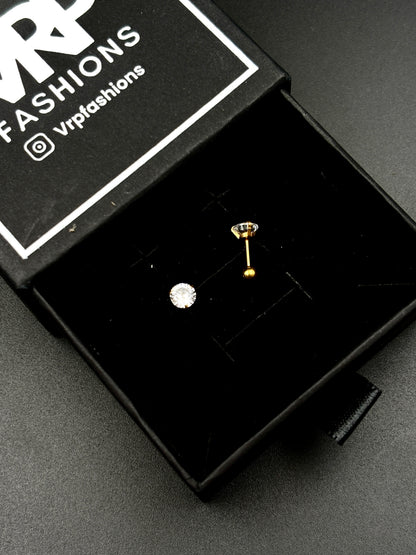 Classic - Solitaire Studs (5mm Gold) Ball Back