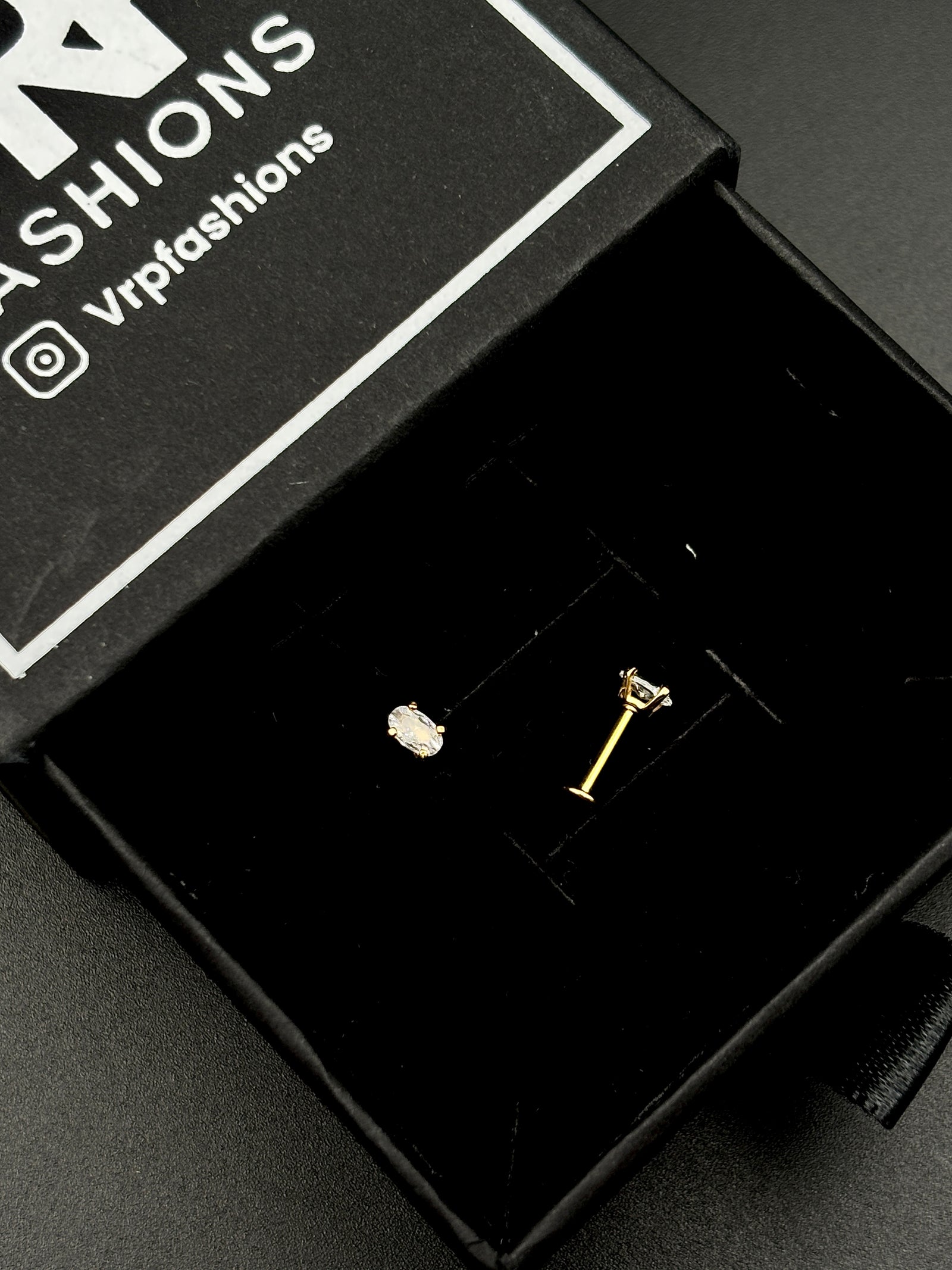 Oval Solitaire Studs (3mm size) Flat Back - Lock